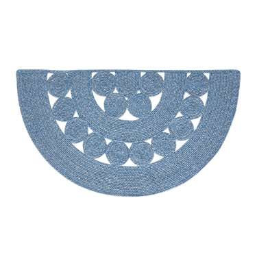 Celeste Blended Blue Indoor/Outdoor Half Circle Braided Rug 19.5